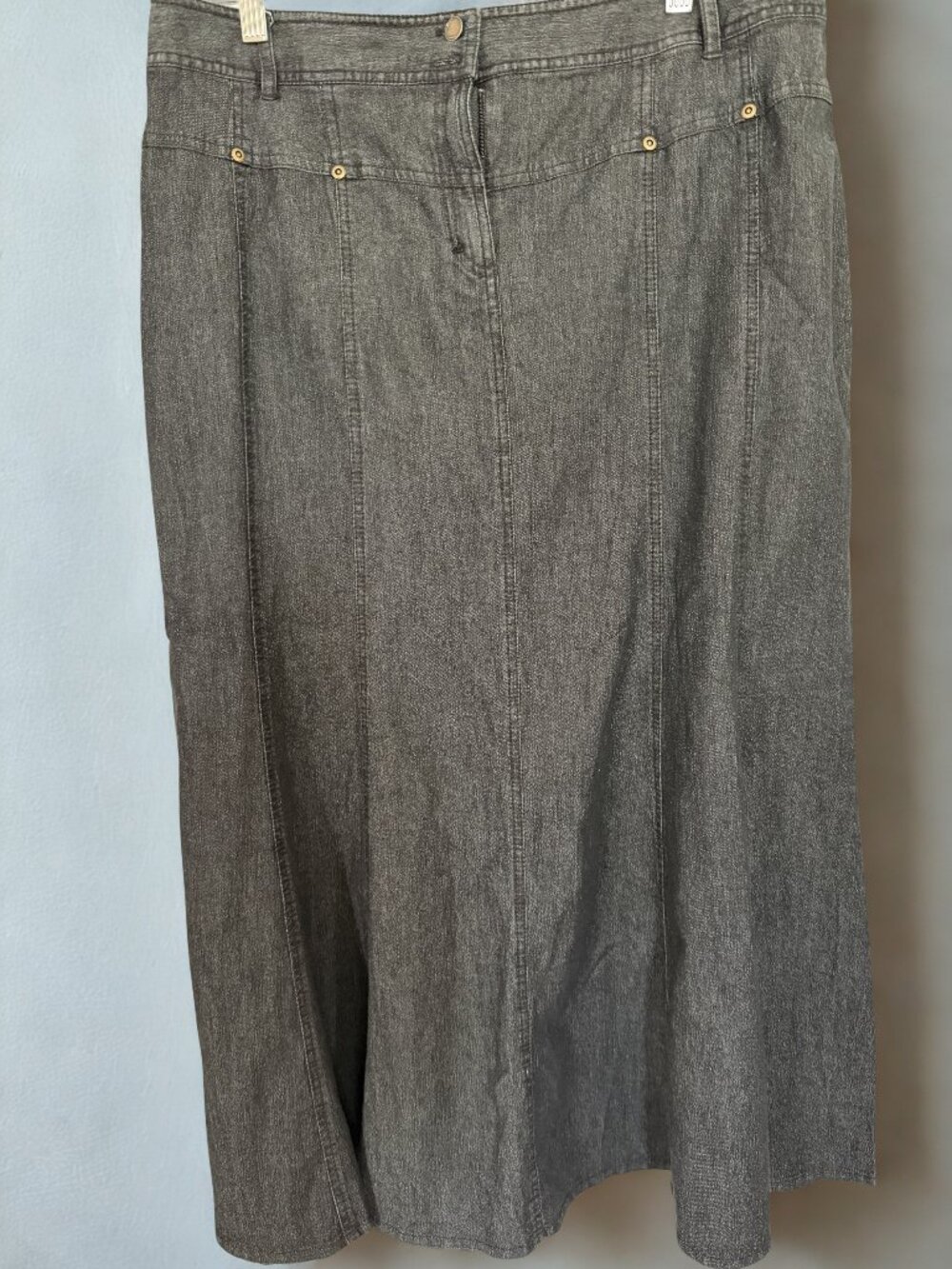 Black Stonewashed Denim Skirt w/Ruffled Hem